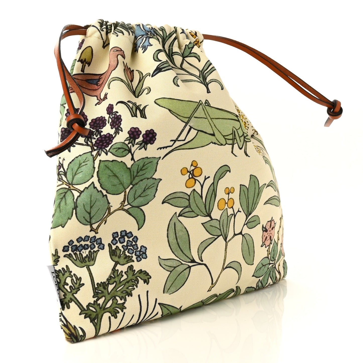 Canvas Herbarium Print Small Drawstring Pouch Multicolor