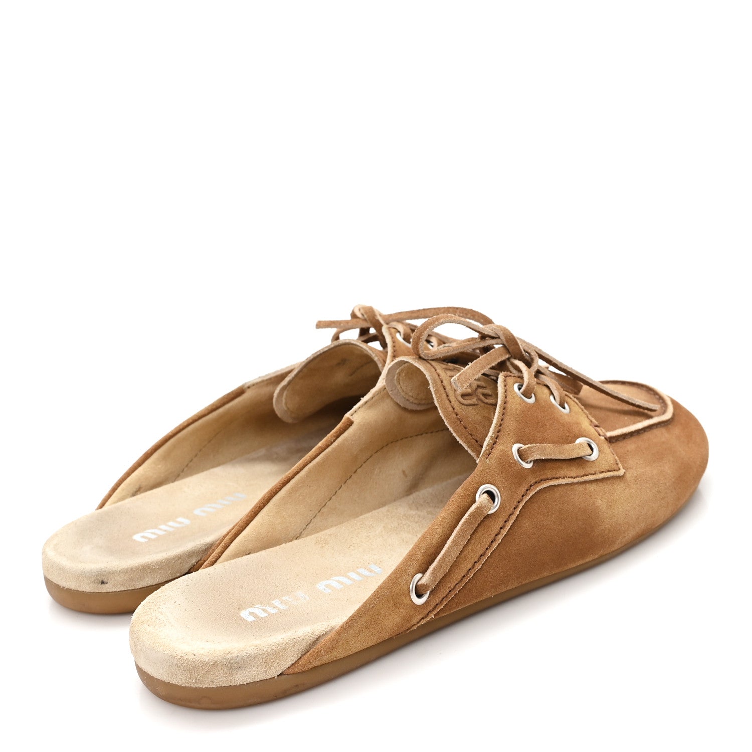 Miu Miu Faded Suede Deck Mules 38 Cinnamon 5 of 9