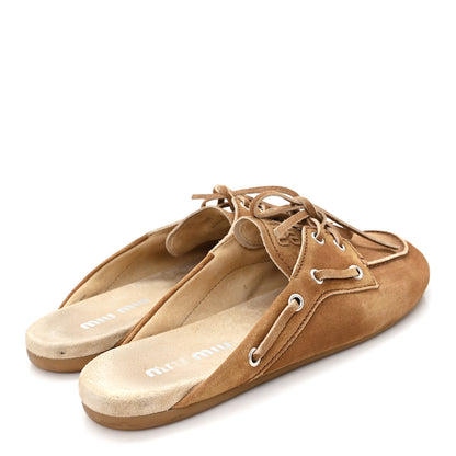 Miu Miu Faded Suede Deck Mules 38 Cinnamon 5 of 9