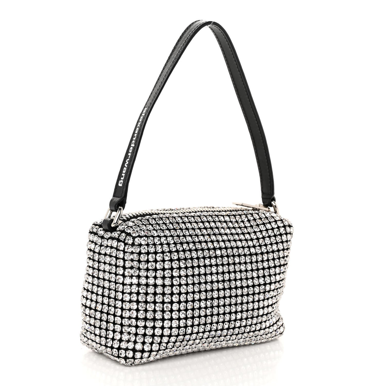 Alexander Wang Mesh Crystal Rhinestone Mini Heiress Pouch Black Silver 3 of 10
