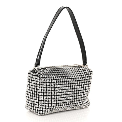 Alexander Wang Mesh Crystal Rhinestone Mini Heiress Pouch Black Silver 3 of 10