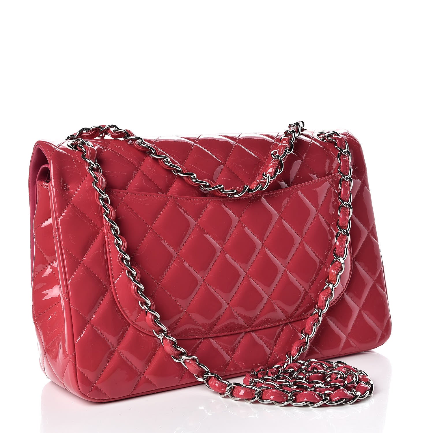 Chanel Patent Quilted Jumbo Double Flap Pink 3 of 9