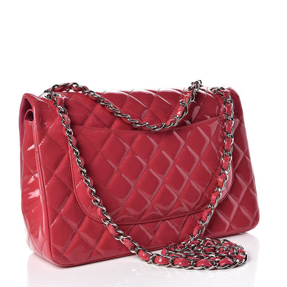 Chanel Patent Quilted Jumbo Double Flap Pink 3 of 9
