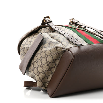 Gucci GG Supreme Monogram Medium Ophidia Double Buckle Backpack Brown 9 of 10