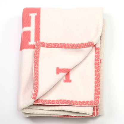 Hermes Wool Cashmere Avalon Baby Blanket Rose Airelle White 2 of 3
