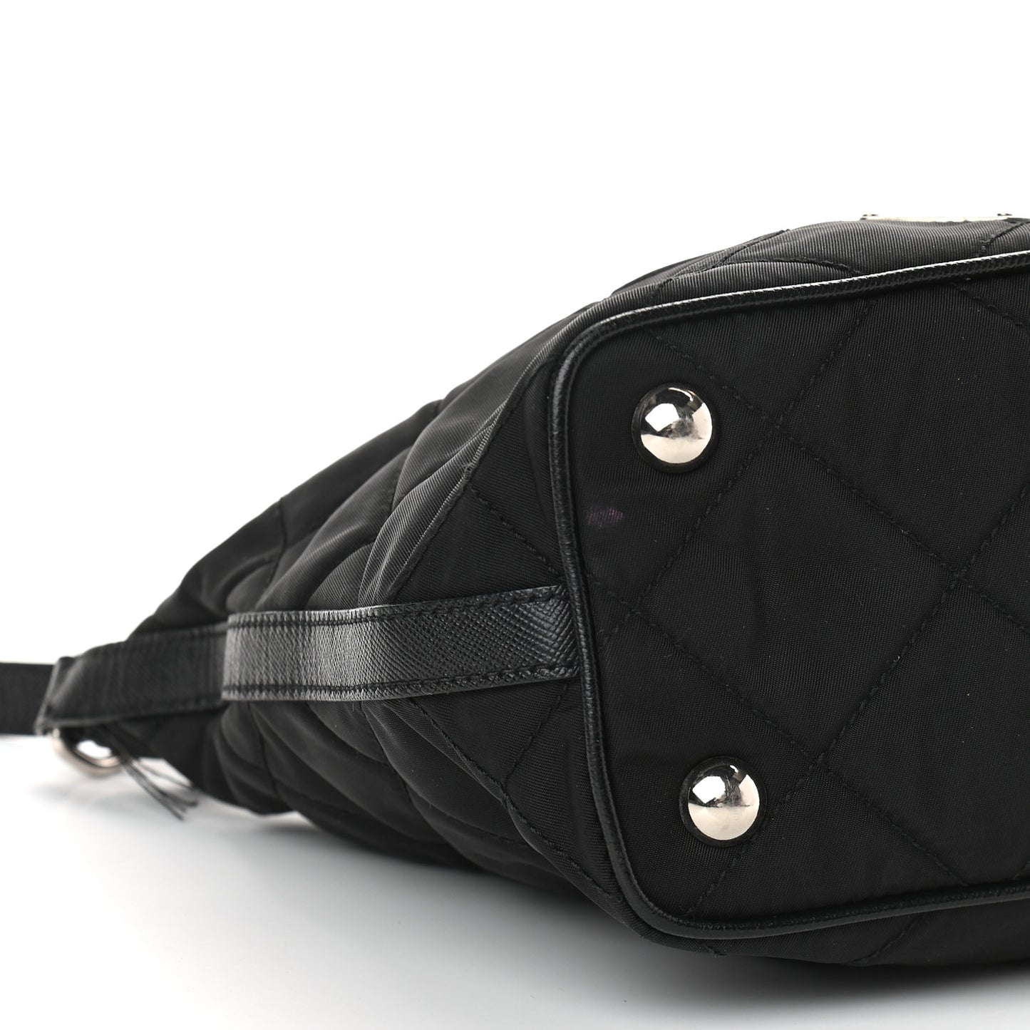 Tessuto Nylon Quilted Saffiano Shoulder Bag Black