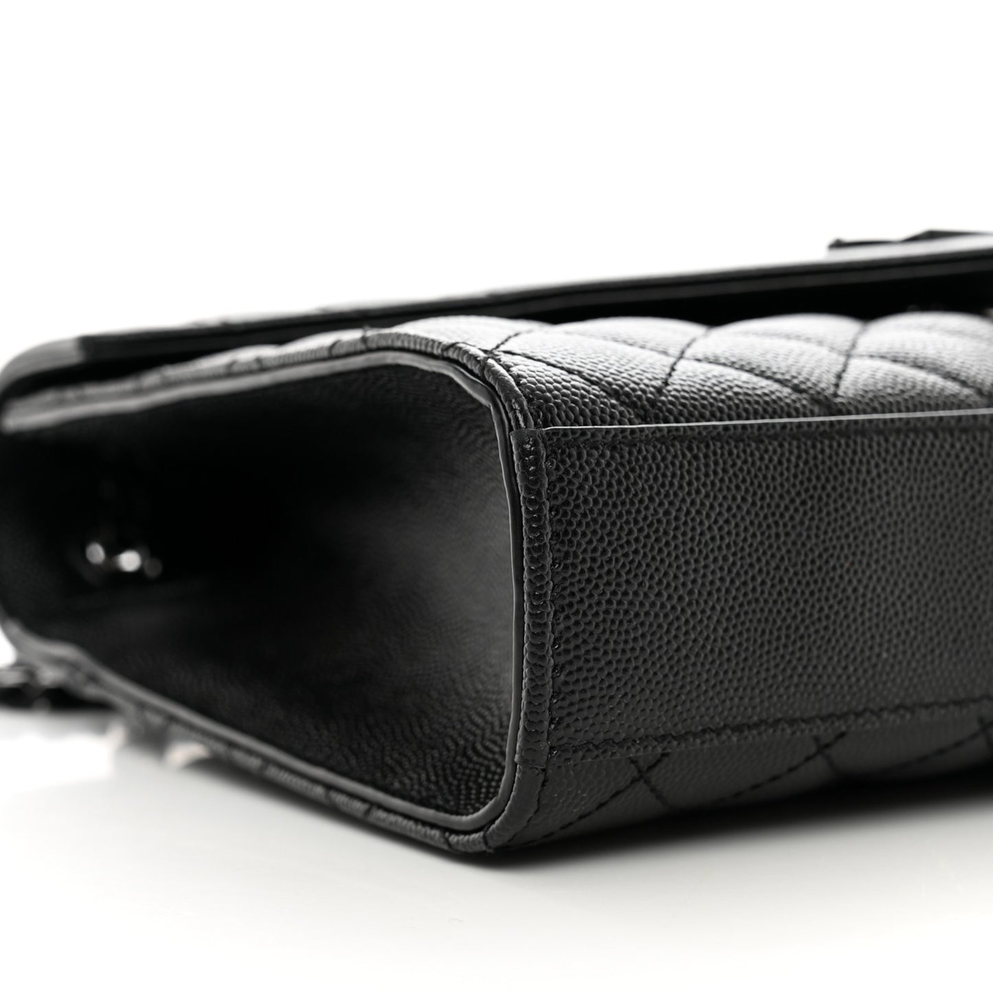 Grain De Poudre Textured Mixed Matelasse Triquilt Medium Monogram Monochrome Satchel Black