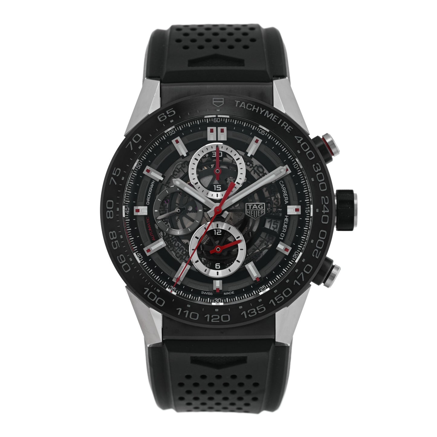 Stainless Steel 45mm Carrera Chronograph Automatic Watch Black CAR2A1Z