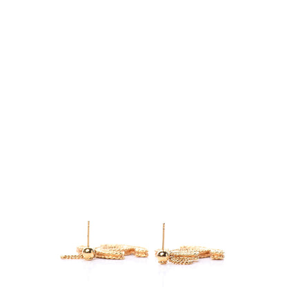 Chanel CC Drop Earrings Matte Gold 3 of 4