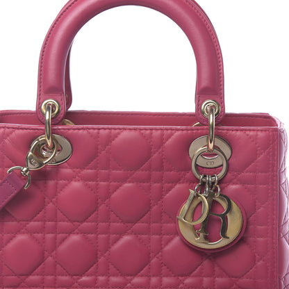 Christian Dior Lambskin Cannage Medium Lady Dior Fuchsia 10 of 10