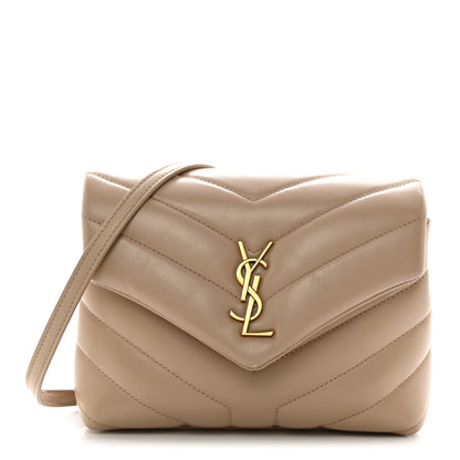 Saint Laurent Calfskin Y Quilted Monogram Toy Loulou Crossbody Bag Dark Beige 1 of 11