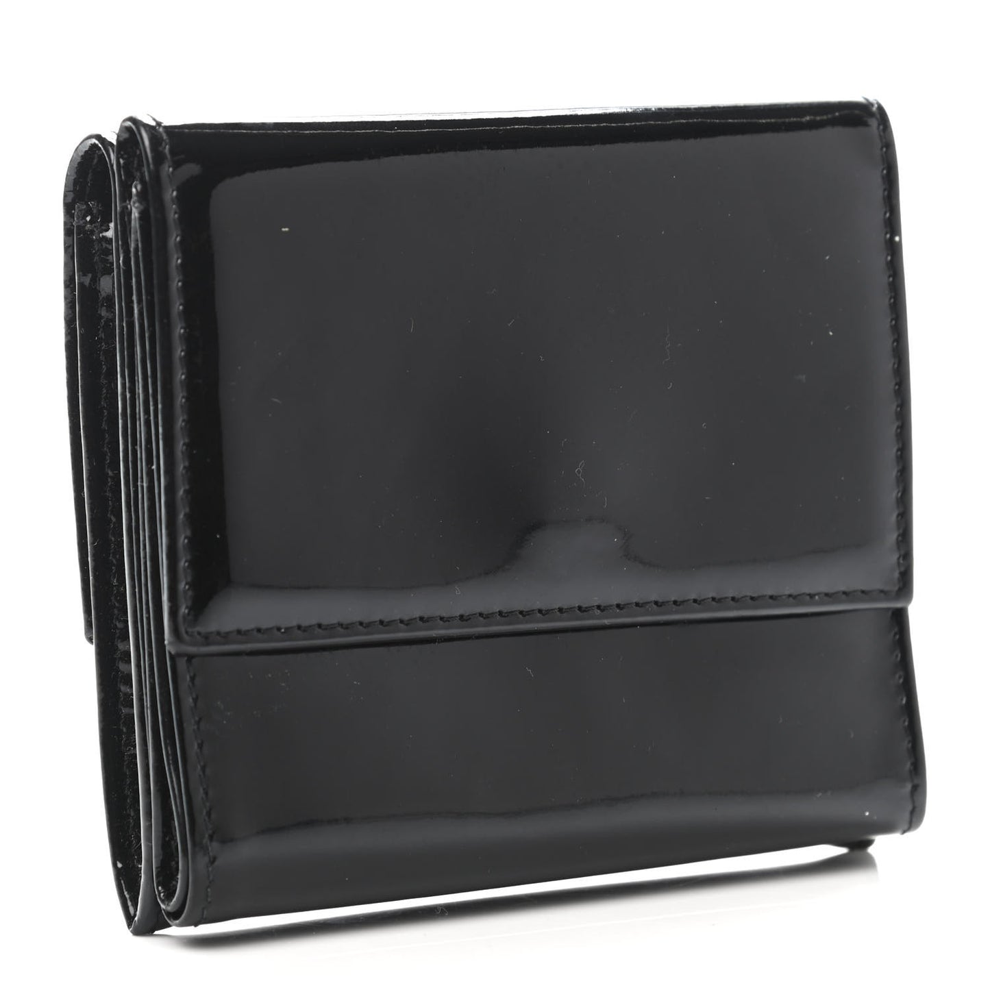 Patent Compact CC Flap Wallet Black