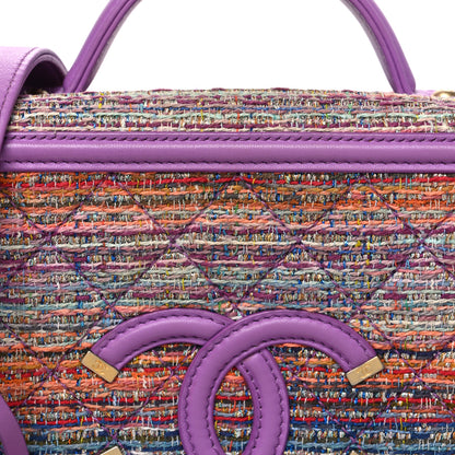Chanel Tweed Quilted Medium CC Filigree Vanity Case Purple Multicolor 7 of 9