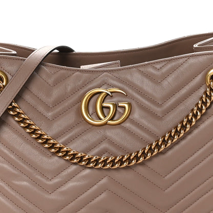 Gucci Calfskin Matelasse Medium GG Marmont Shoulder Tote Bag Porcelain Rose 8 of 10