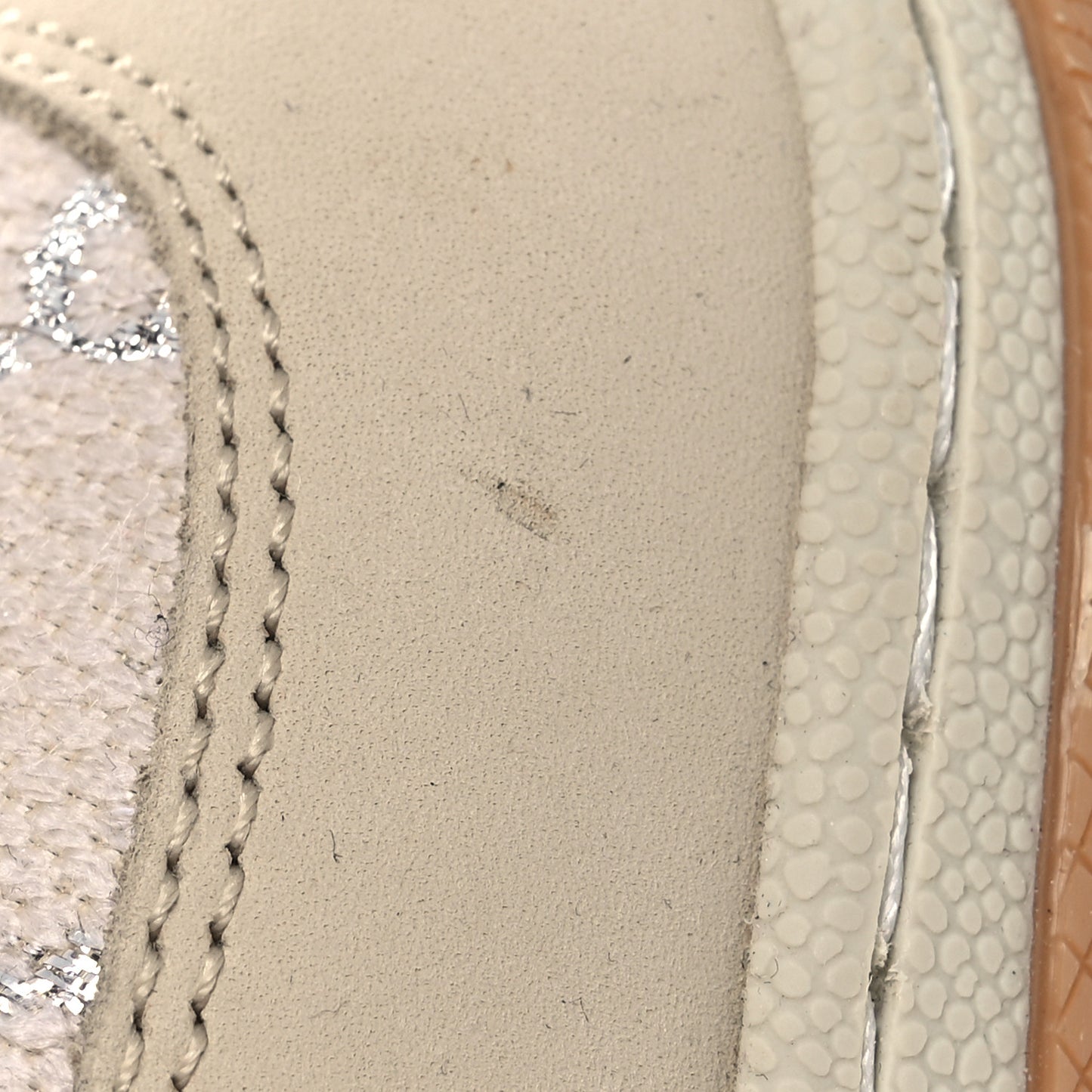 Calfskin Lame GG Monogram Web Womens Screener Sneakers 40 Gardenia Silver Dusty Milk White
