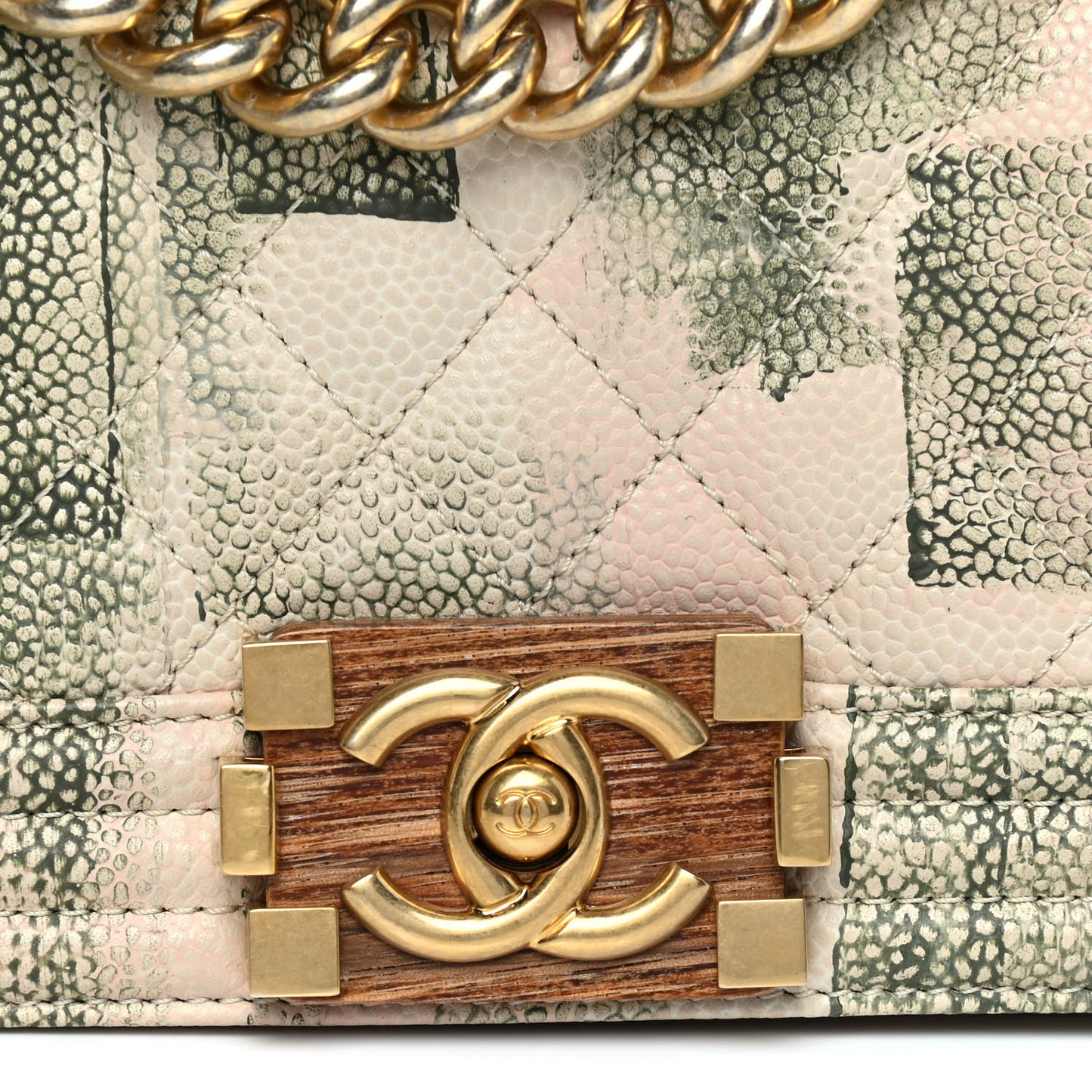 Painted Caviar Quilted Small Boy In Cuba Flap Khaki