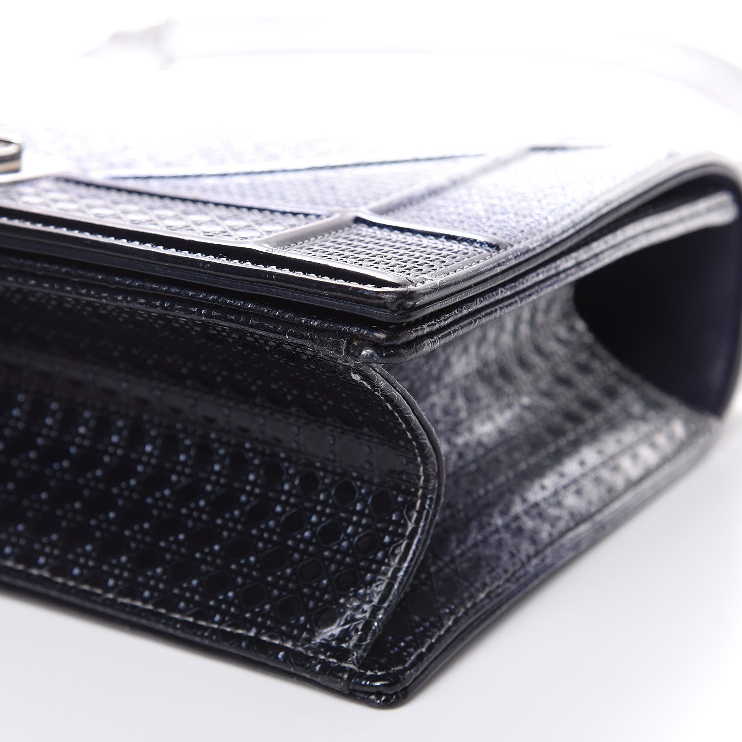 Christian Dior Metallic Patent Micro-Cannage Gradient Medium Diorama Flap Bag Silver Blue 8 of 10