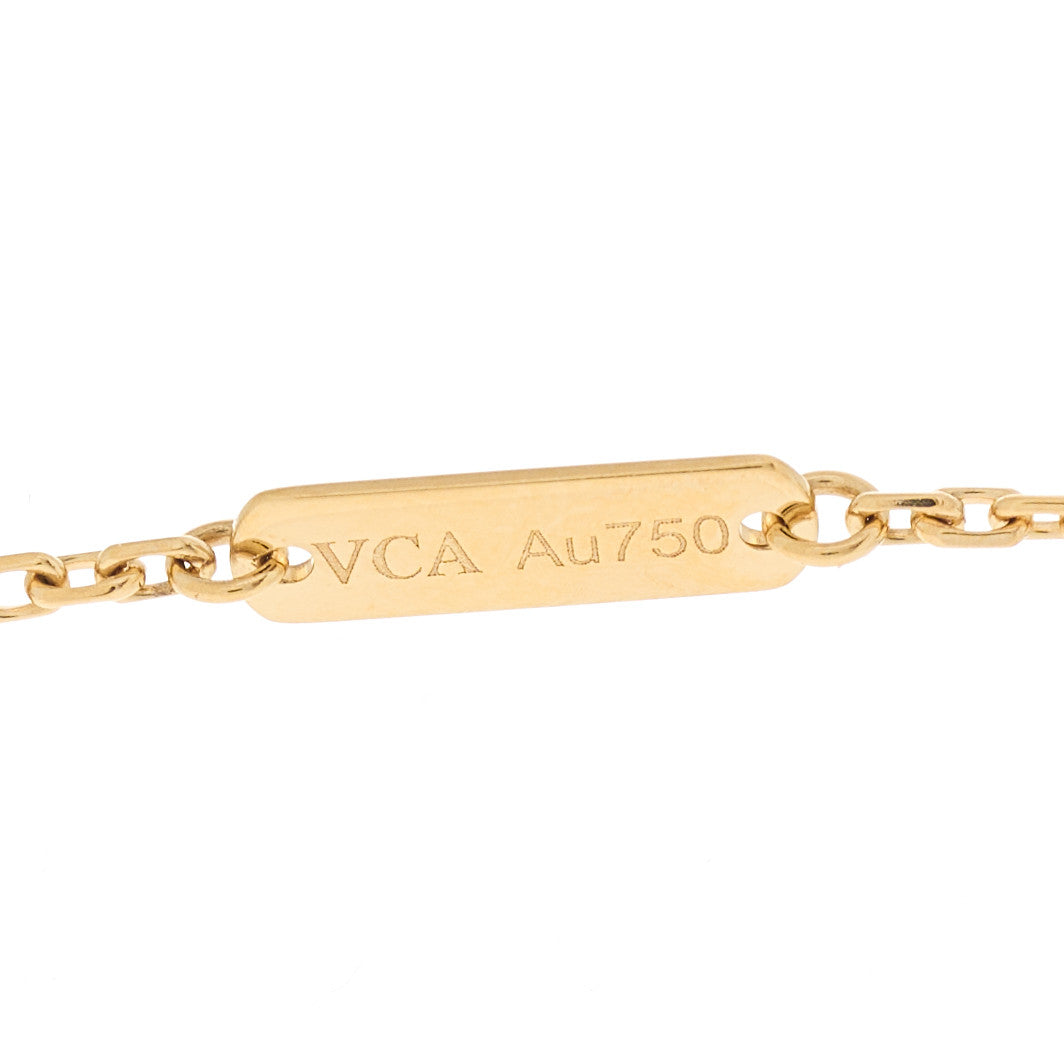 Van Cleef & Arpels 18K Yellow Gold Diamond Yellow Mother of Pearl Vintage Alhambra Pendant Necklace 6 of 6