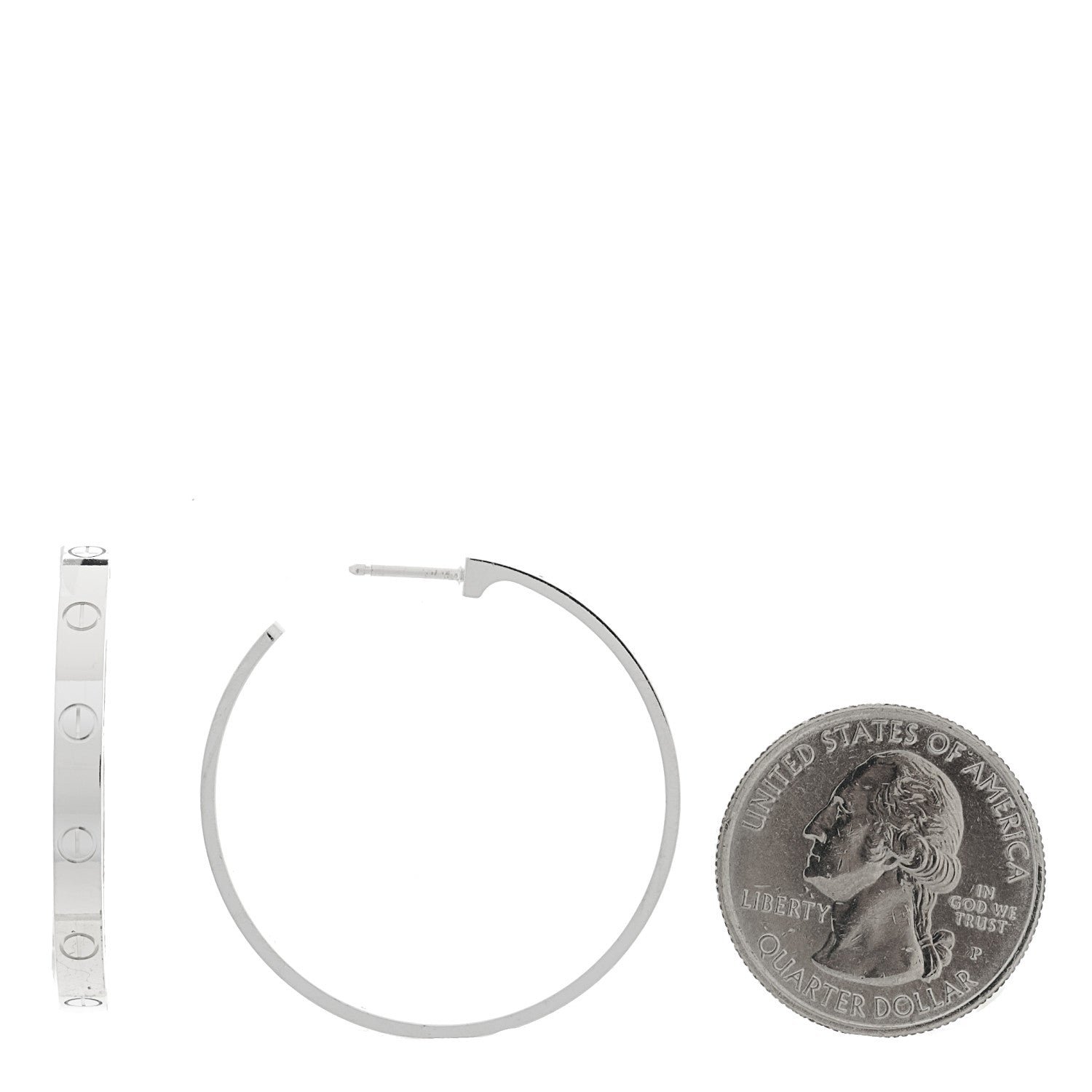 Cartier 18K White Gold Large LOVE Hoop Earrings 2 of 5