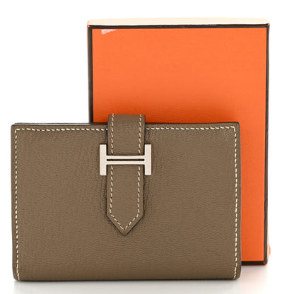 Hermes Chevre Mysore Bearn Card Holder Wallet Etoupe 11 of 11