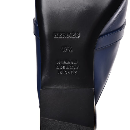 Hermes Calfskin Oz Mules 37.5 Bleu Maritime 7 of 7