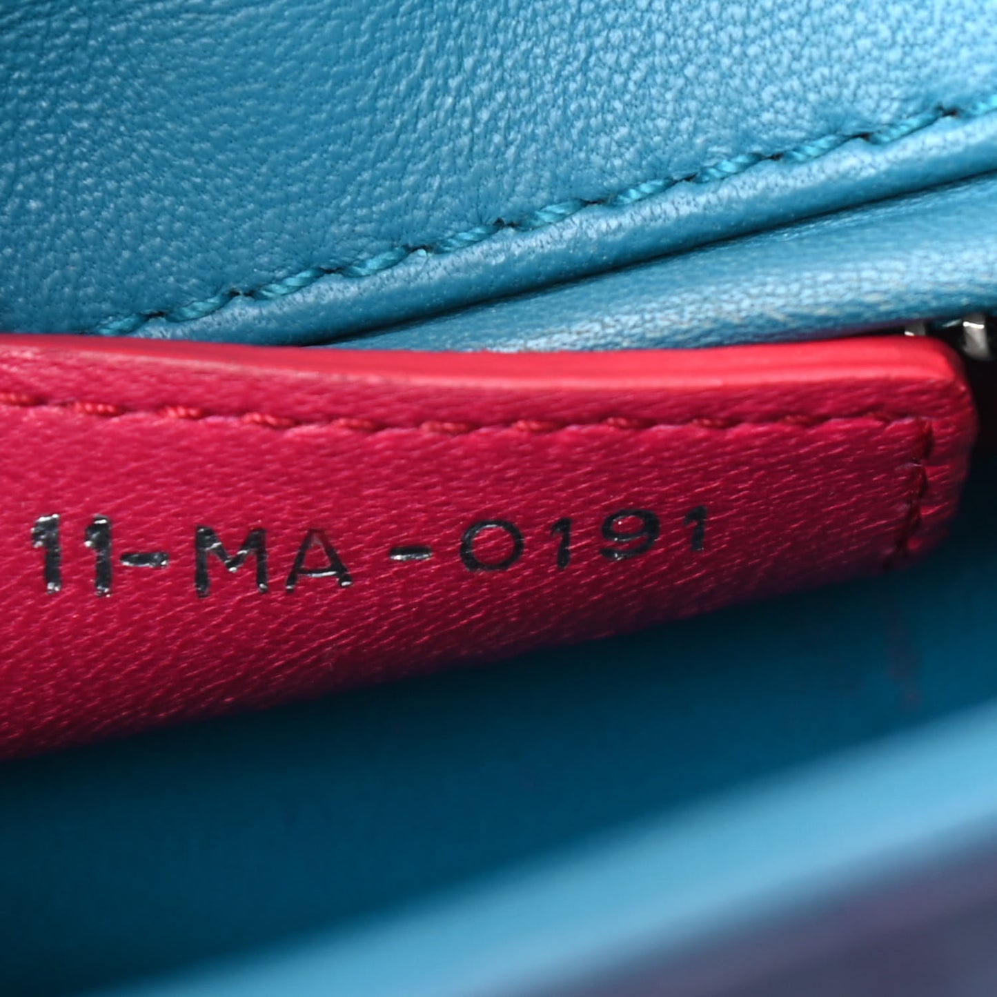 Lambskin Cannage Medium Tri-Color Lady Dior Sapphire Fuchsia Turquoise