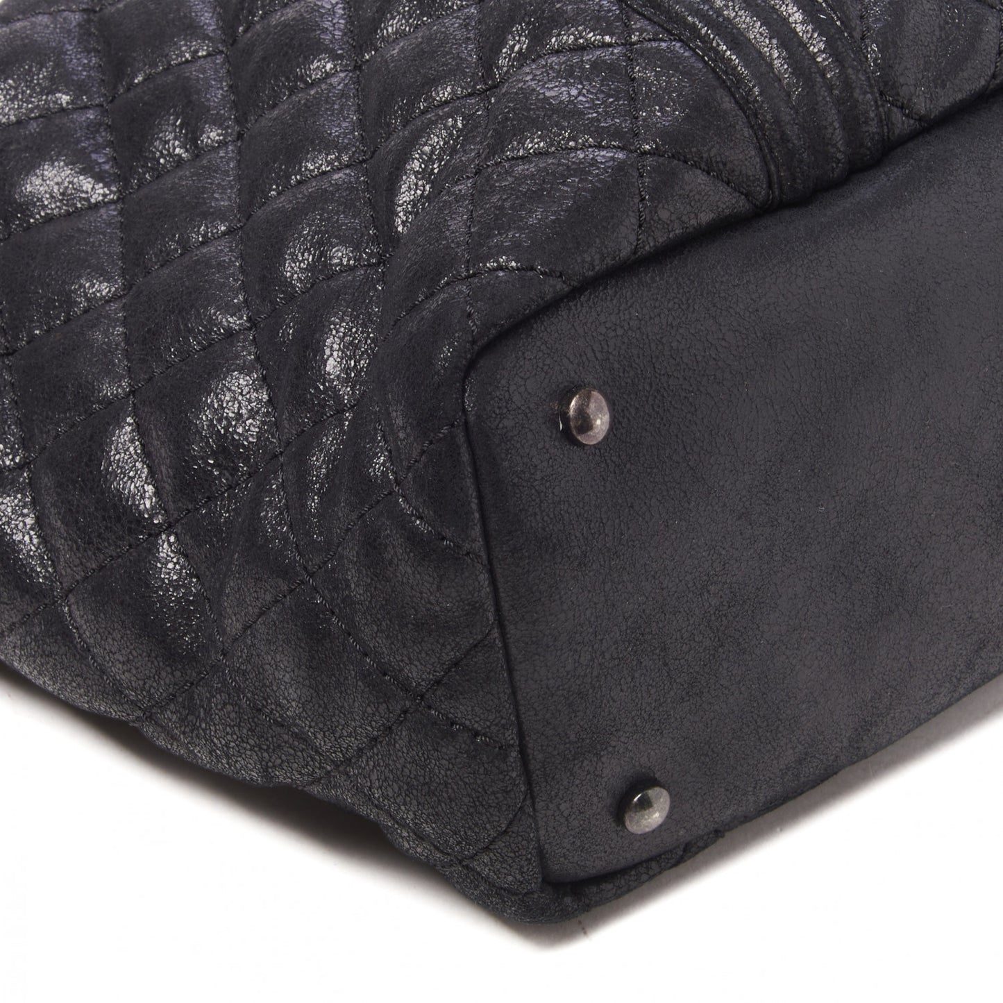 Goatskin Quilted Large Gentle Boy Shopping Tote Black