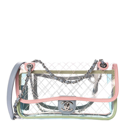 Chanel Lambskin PVC Quilted Medium Coco Splash Flap Blue Green 1 of 8
