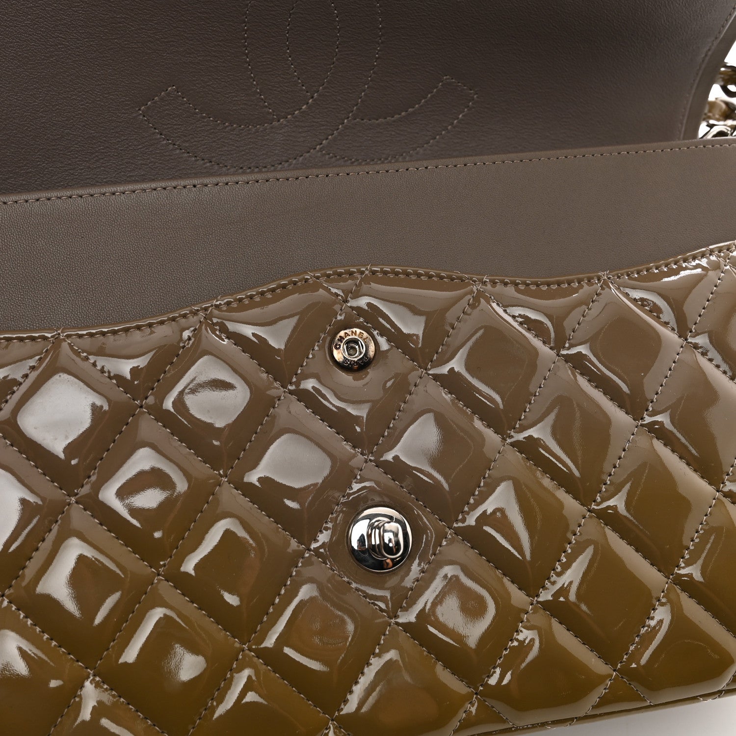 Chanel Patent Calfskin Quilted Jumbo Double Flap Grey 13 of 13