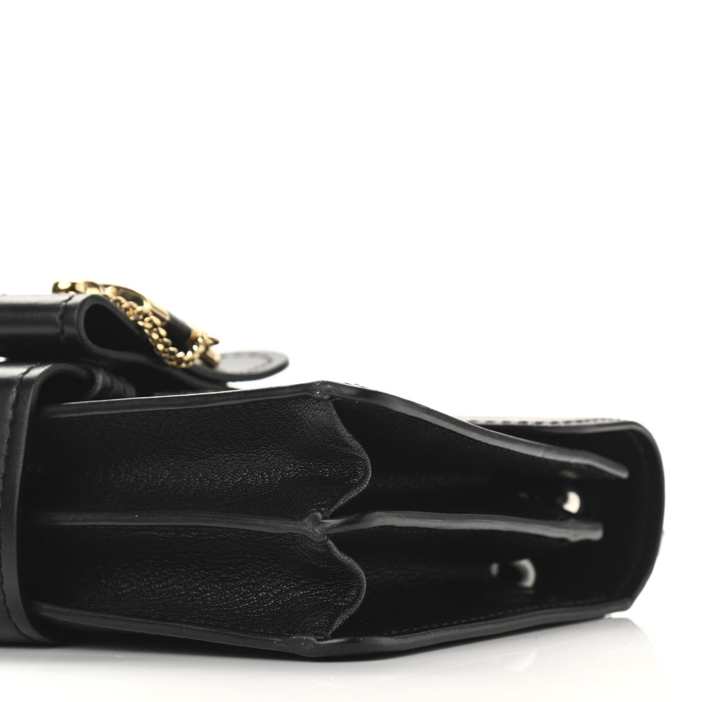 Shiny Goatskin Calfskin Aby Chain Shoulder Bag Black