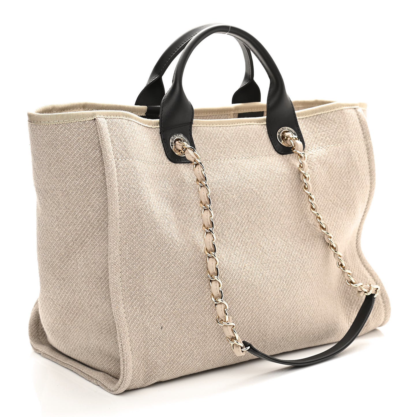 Mixed Fibers Medium Deauville Tote Beige Black