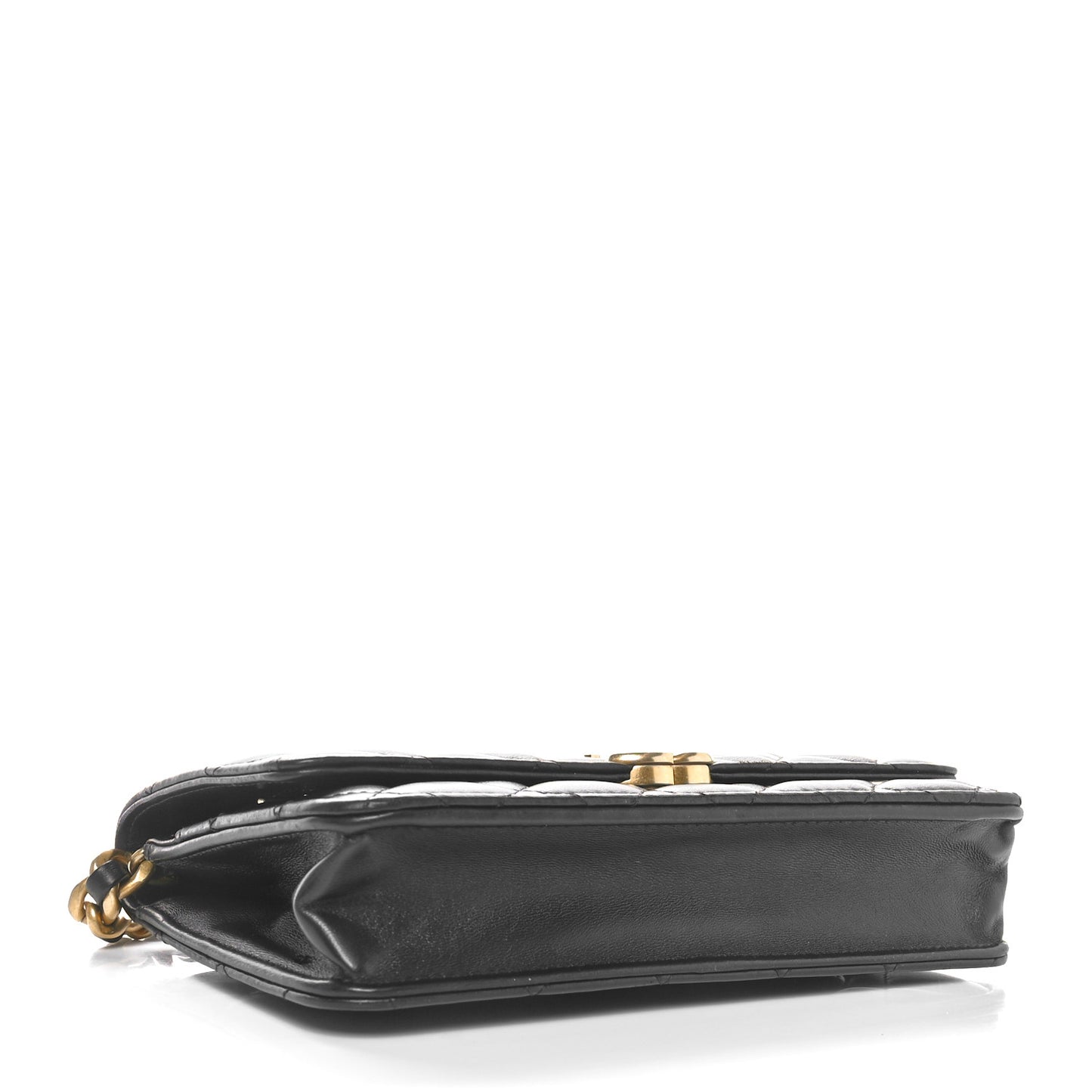 Lambskin Resin Quilted Wallet On Chain WOC Black