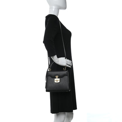 Gucci Textured Calfskin Lady Lock Top Handle Frame Bag Black 2 of 10