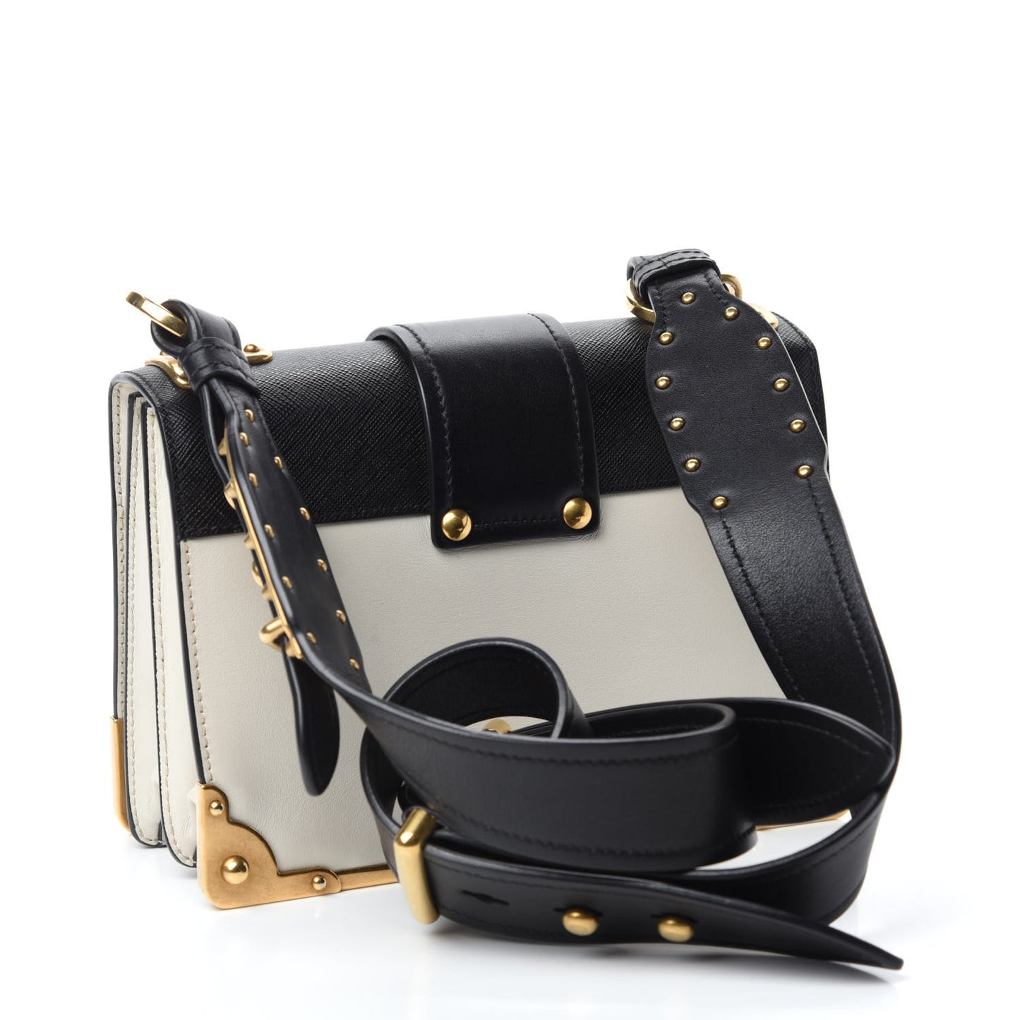 City Calfskin Saffiano Cahier Bag White Black
