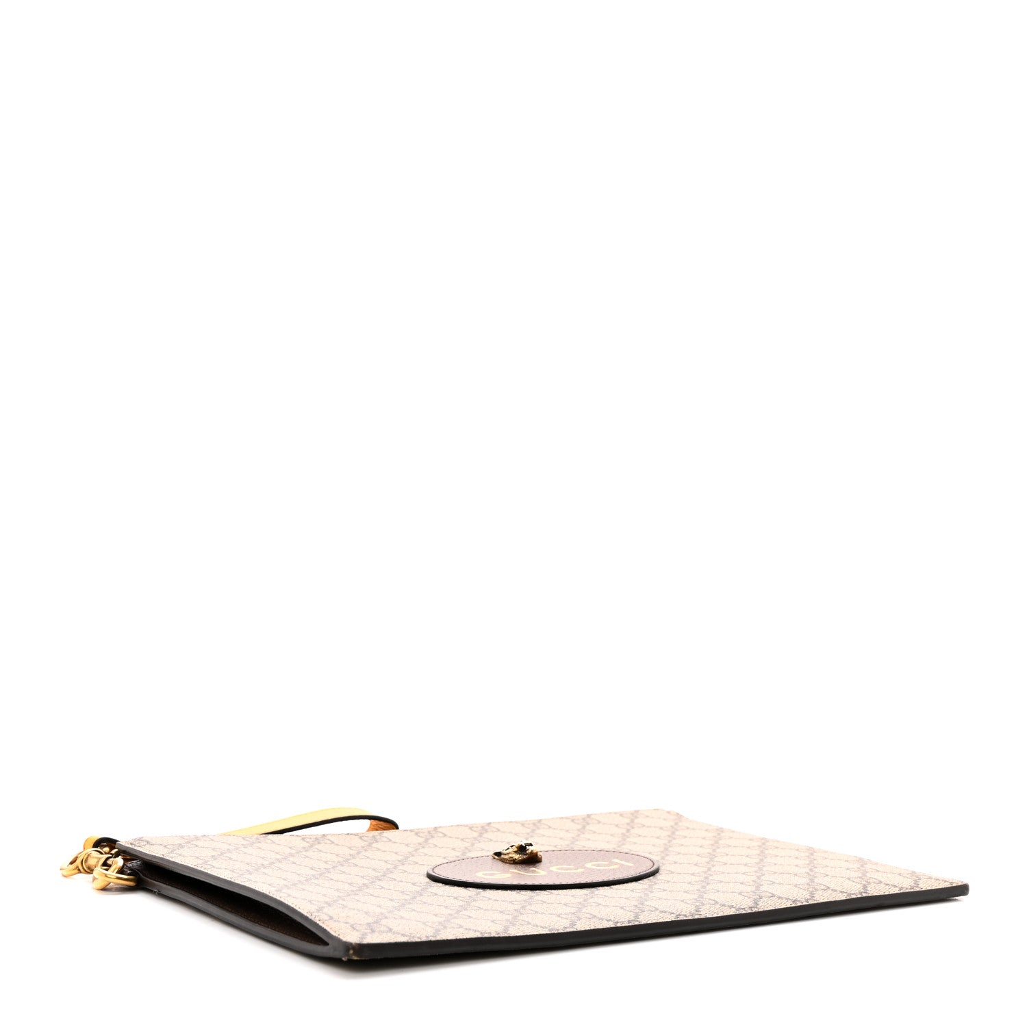 Gucci GG Supreme Monogram Neo Vintage Zip Wristlet Pouch Beige New Acero Crop 4 of 10
