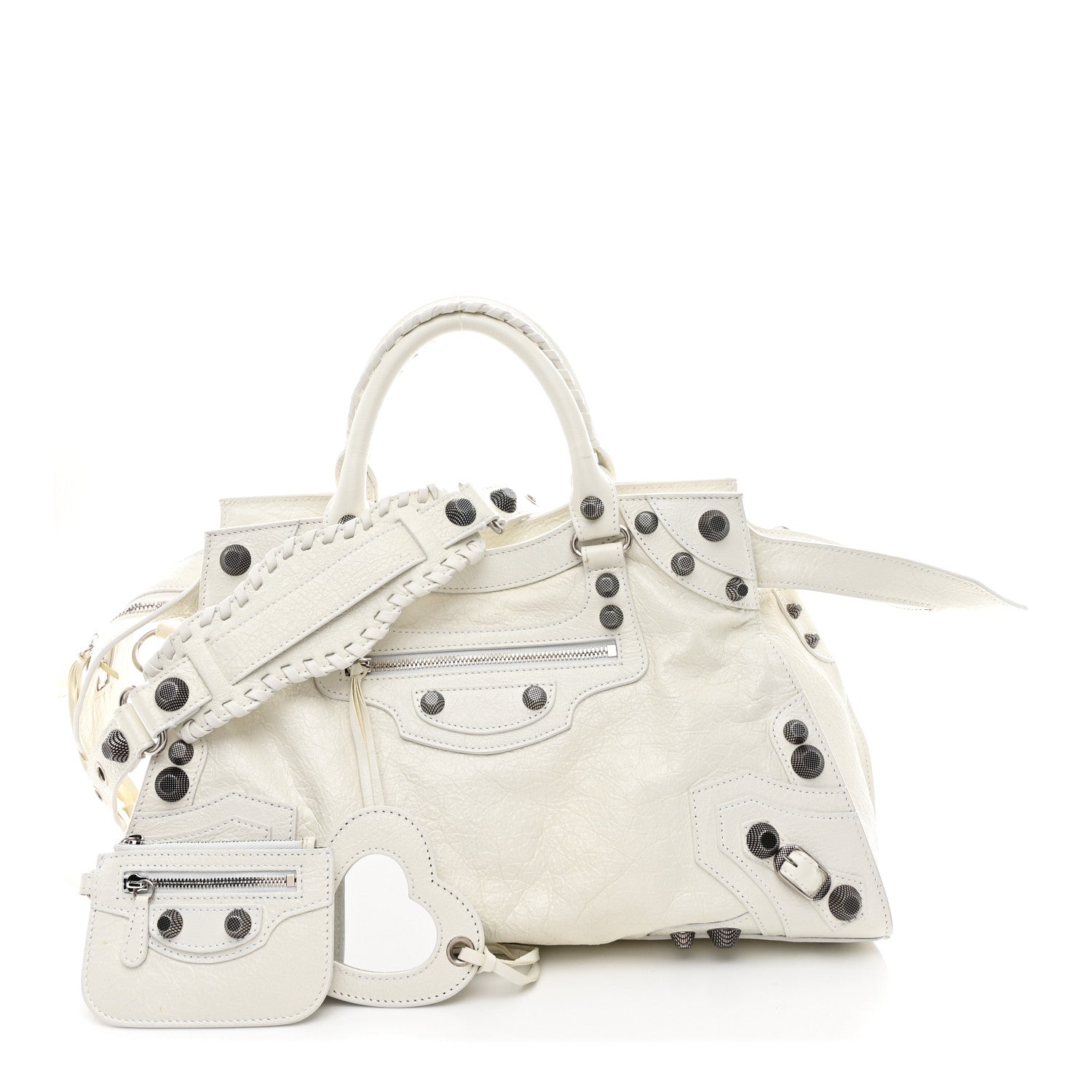 Balenciaga Agneau Arena Neo Cagole City Handbag Optic White