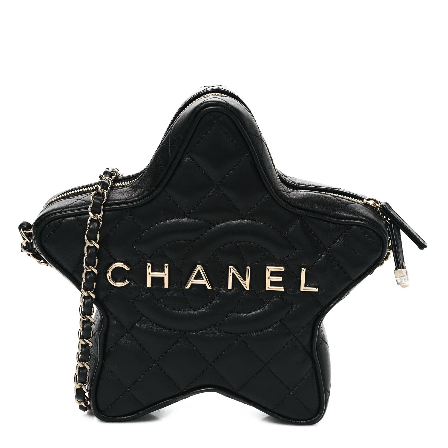 Chanel Lambskin Quilted Walk of Fame Star Bag Black 1 of 9