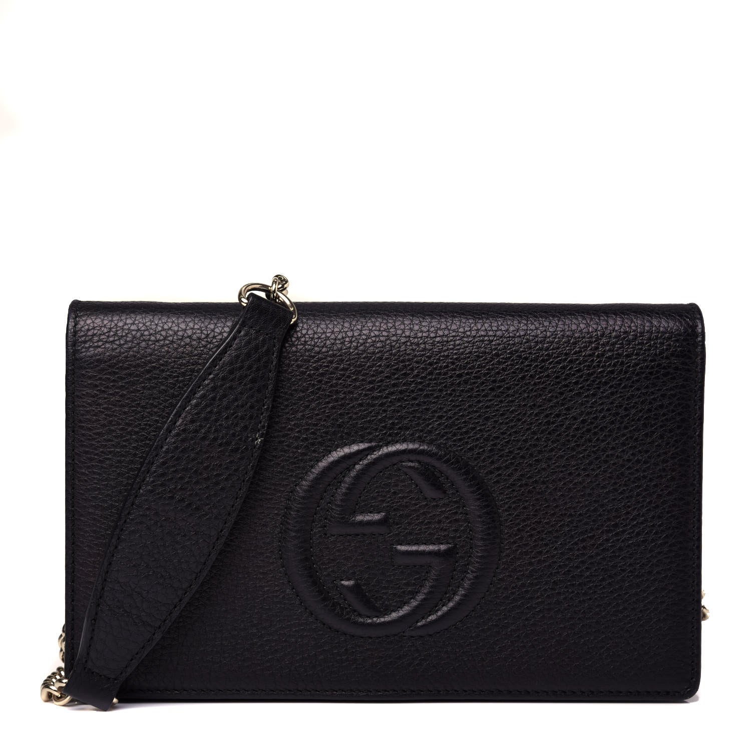 Gucci Pebbled Calfskin Soho Wallet on Chain Black 1 of 9