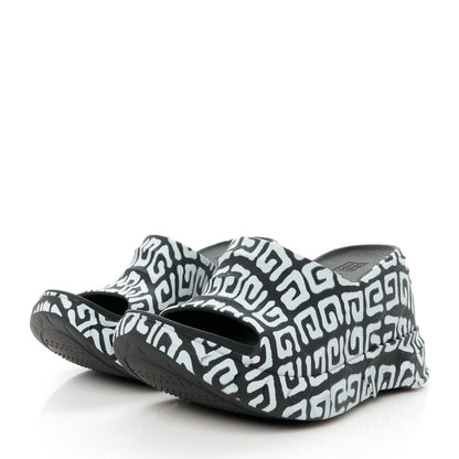 Givenchy Rubber 4G Print Marshmallow Wedge Slides 38 Black White 3 of 8
