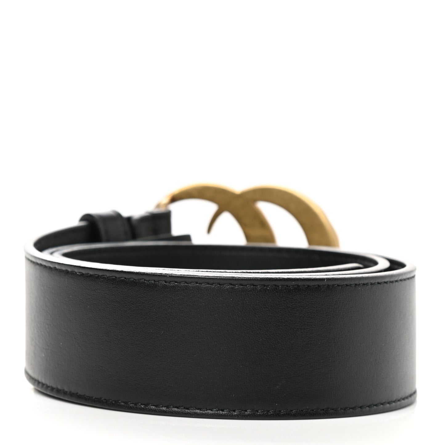 Moon Calfskin Pearl Double G 40mm Belt 85 34 Black Cream