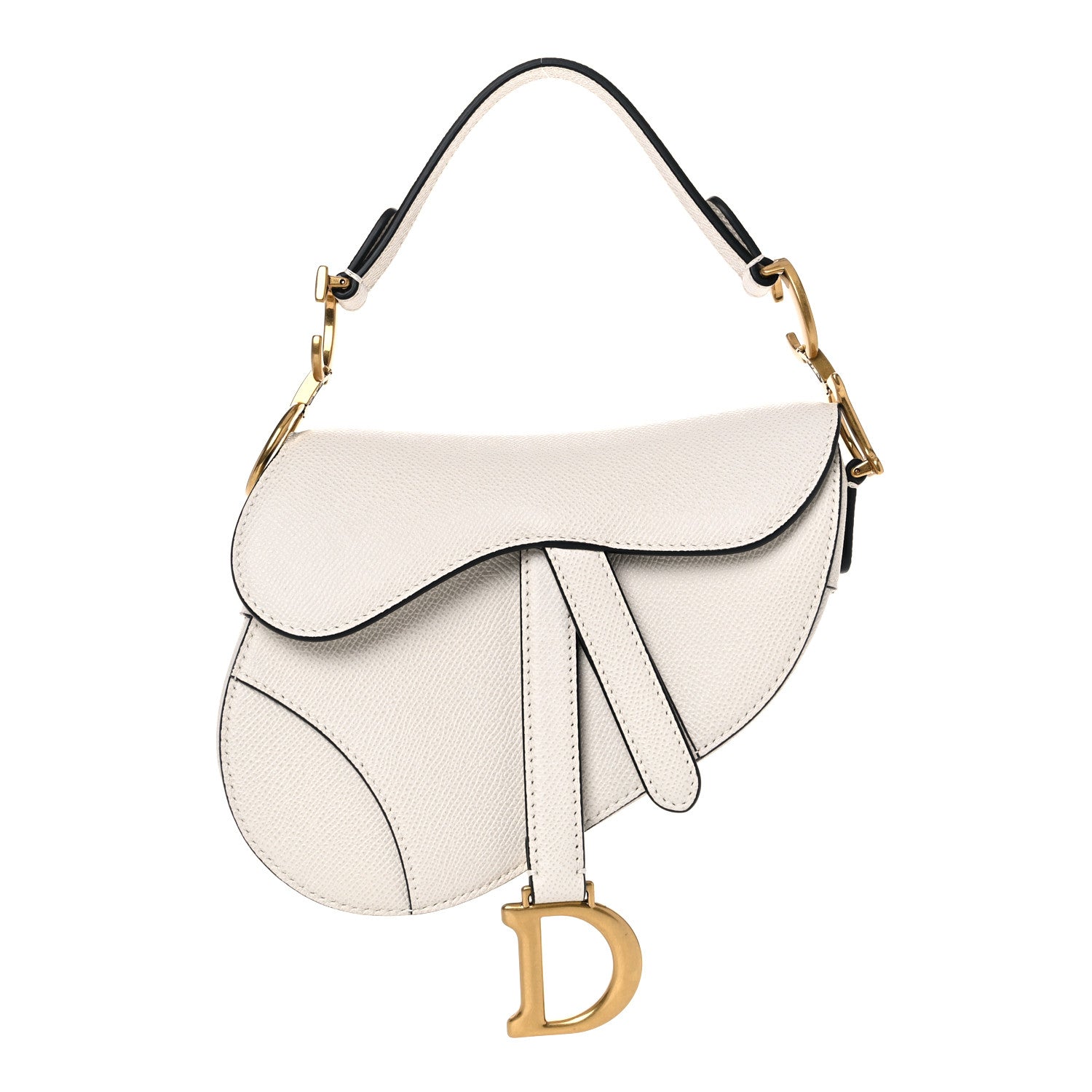 Christian Dior Grained Calfskin Mini Saddle Bag White 1 of 10