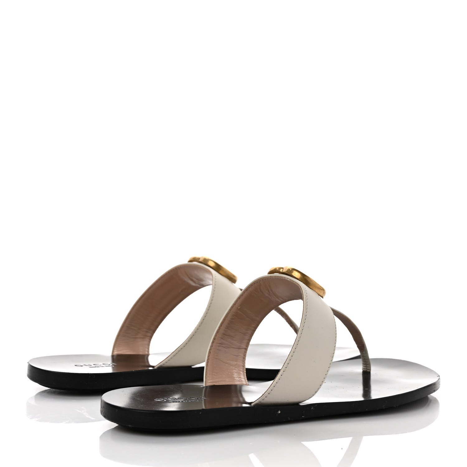 Gucci Calfskin GG Marmont Thong Sandals 38 Mystic White 4 of 10