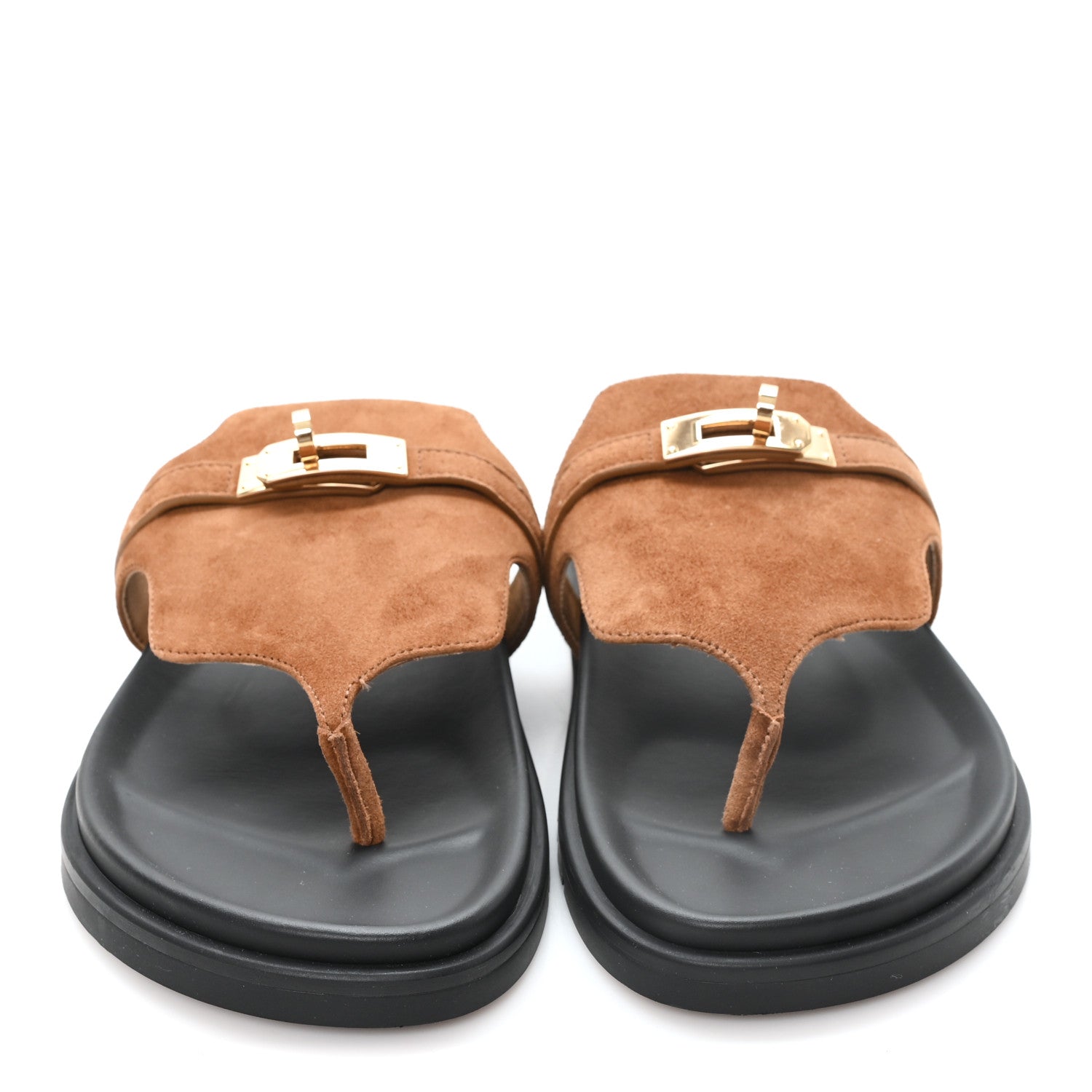 Hermes Suede Goatskin Womens Empire Sandals 38.5 Gold 3 of 10