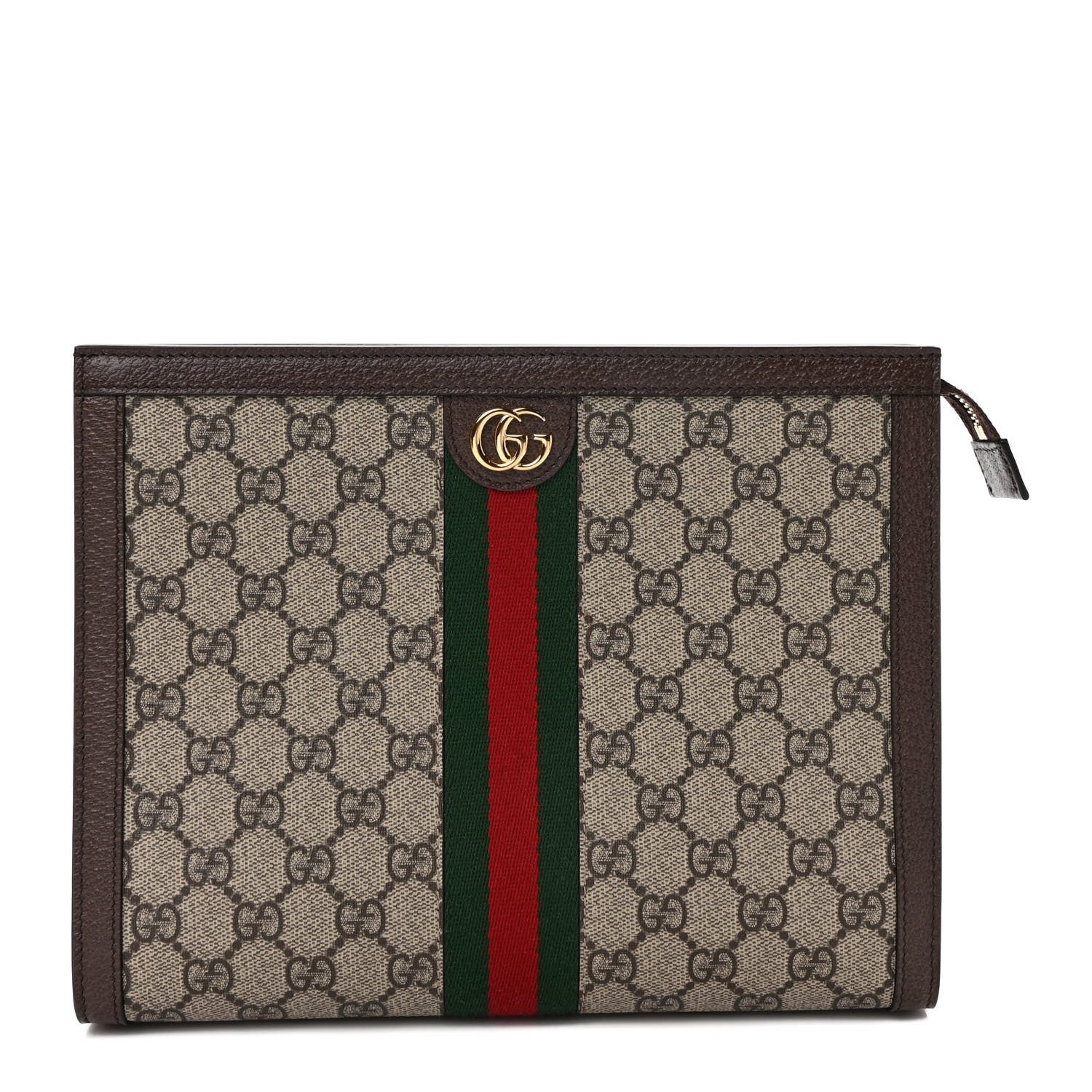 Gucci GG Supreme Monogram Web Ophidia Pouch Brown 1 of 10