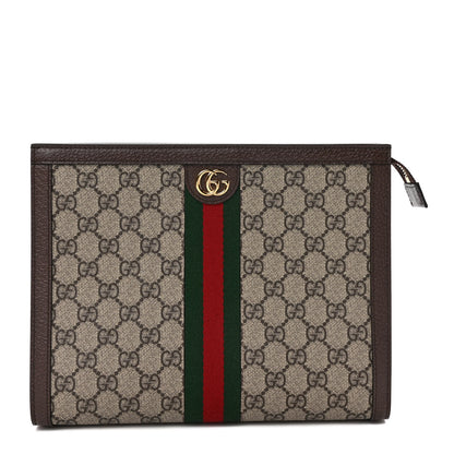 Gucci GG Supreme Monogram Web Ophidia Pouch Brown 1 of 10