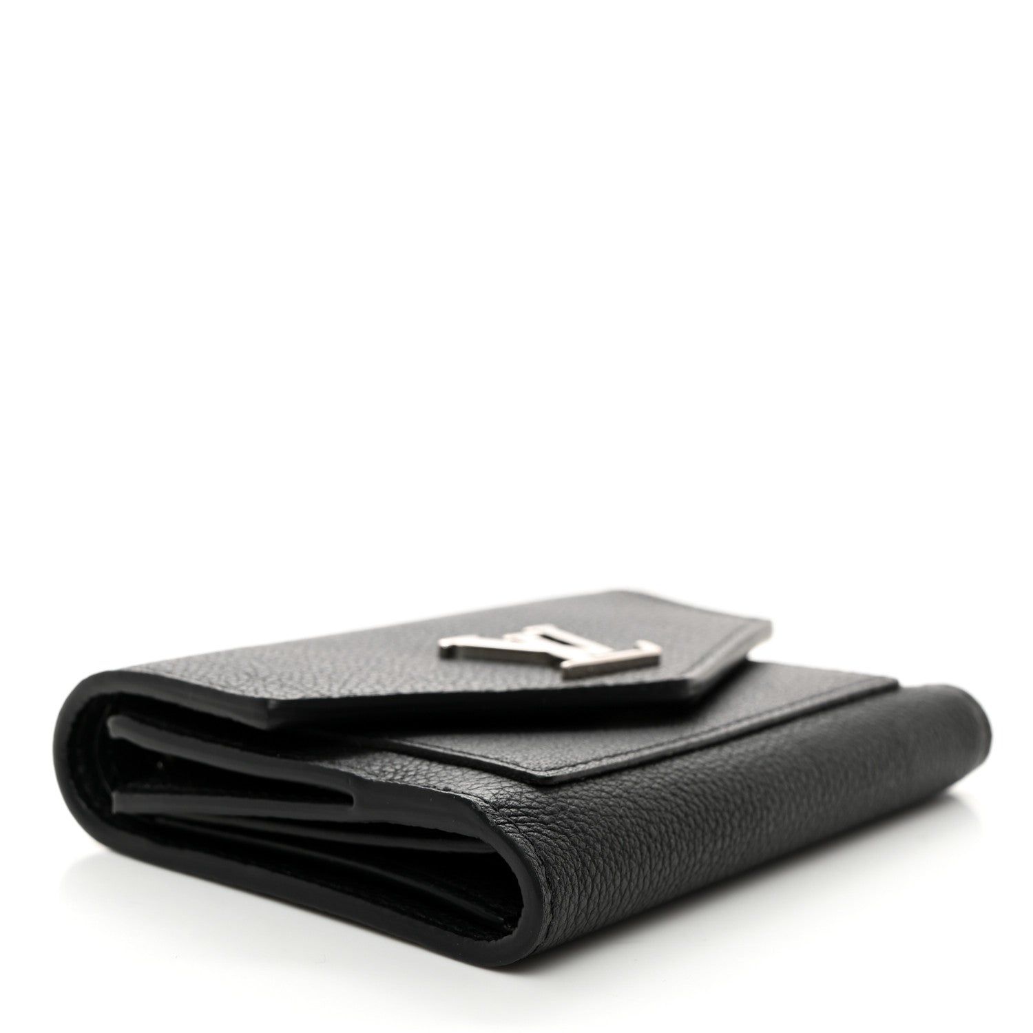Louis Vuitton Soft Calfskin My Lockme Compact Wallet Black 4 of 6