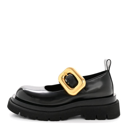 Bottega Veneta Brushed Calfskin Lug Mary-Jane Loafers 37.5 Black 1 of 9