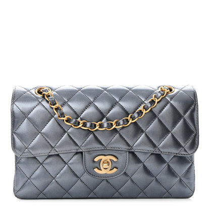 Chanel Metallic Lambskin Quilted Small Double Flap Blue 1 of 13