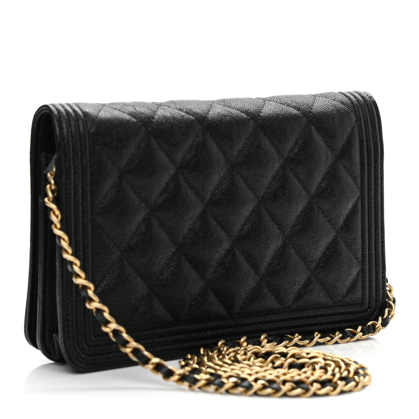 Caviar Quilted Boy Wallet On Chain WOC Black