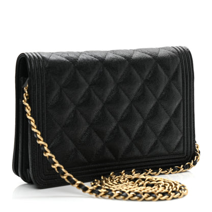 Chanel Caviar Quilted Boy Wallet On Chain WOC Black 3 of 12